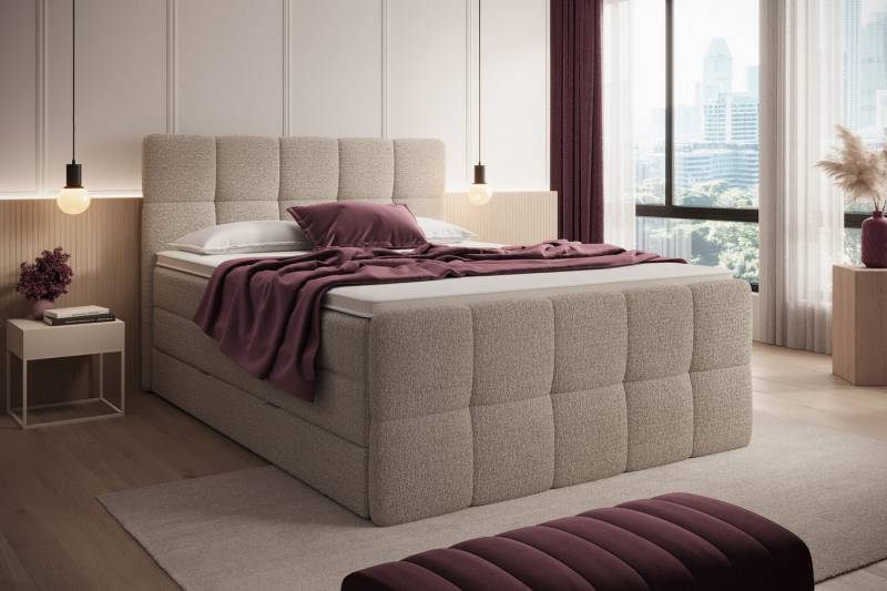 wonello Boxspringbett Madison 2, mit Bettkasten, Taschenfederkern-Matratzen und wonello premium Topper von wonello