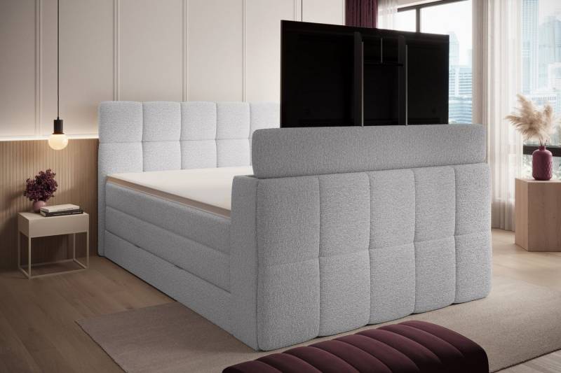 wonello Boxspringbett Madison 3 mit TV-Lift, mit Bettkasten, Taschenfederkern-Matratzen und wonello premium Topper von wonello