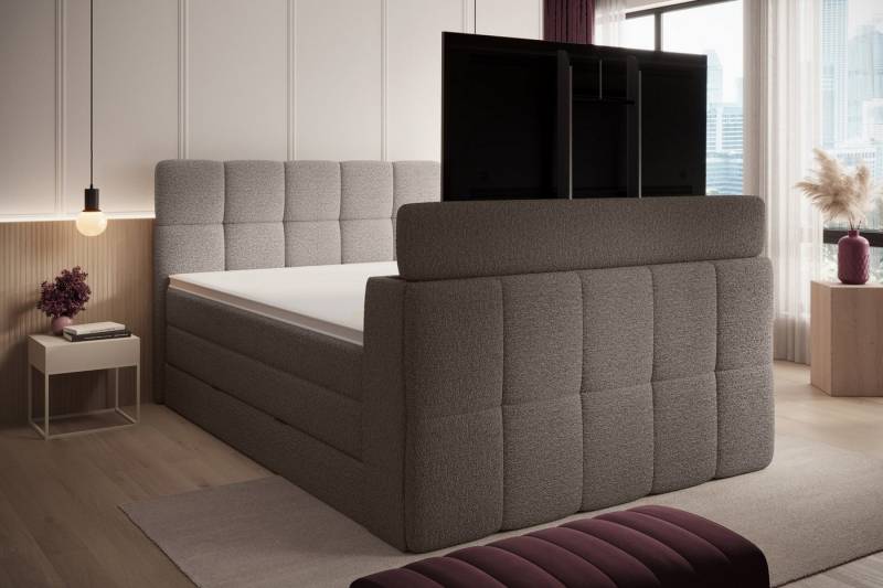 wonello Boxspringbett Madison 3 mit TV-Lift, mit Bettkasten, Taschenfederkern-Matratzen und wonello premium Topper von wonello