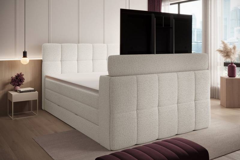 wonello Boxspringbett Madison 3 mit TV-Lift, mit Bettkasten, Taschenfederkern-Matratzen und wonello premium Topper von wonello