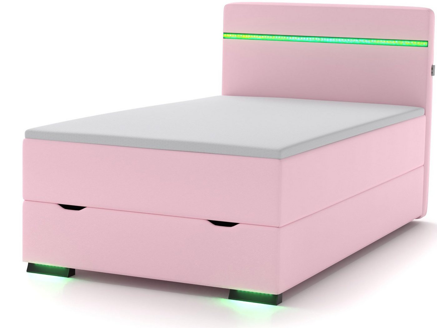 wonello Boxspringbett Ontario, mit Bettkasten, LED-Beleuchtung, 2x USB-Anschluss und Topper von wonello