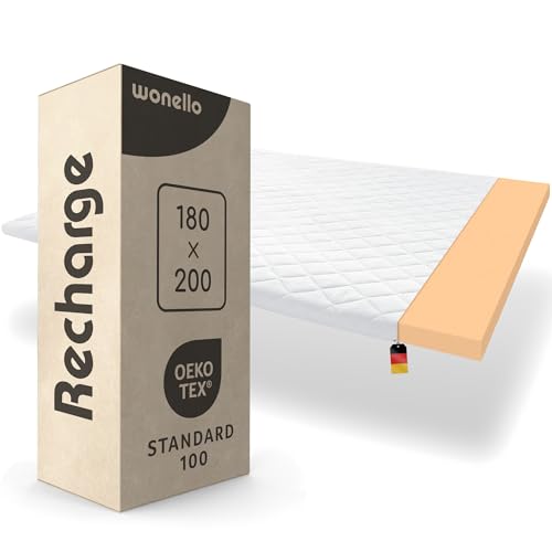 WONELLO® Matratzentopper Recharge 180x200 cm | Kaltschaum Fest | Öko-Tex Zertifiziert & waschbar | Matratzenauflage für extra Komfort | Gel Topper für Matratzen | 180 x 200cm für Bett & Boxspringbett WONELLO® Matratzentopper Recharge 180x200 cm | Kaltschaum Fest | Öko-Tex Zertifiziert & waschbar | Matratzenauflage für extra Komfort | Gel Topper für Matratzen | 180 x 200cm für Bett & Boxspringbett von wonello