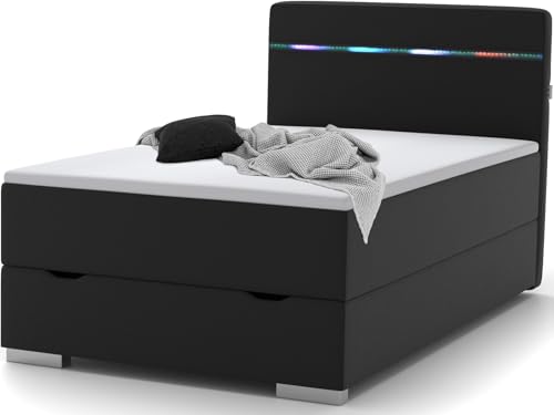 wonello Monza Boxspringbett 120x200 mit Bettkasten in Anthrazit I LED Beleuchtung und USB Anschlüssen I Design Bett für Jugendliche und Erwachsene I Stauraumbett mit Matratze und Topper wonello Monza Boxspringbett 120x200 mit Bettkasten in Anthrazit I LED Beleuchtung und USB Anschlüssen I Design Bett für Jugendliche und Erwachsene I Stauraumbett mit Matratze und Topper von wonello