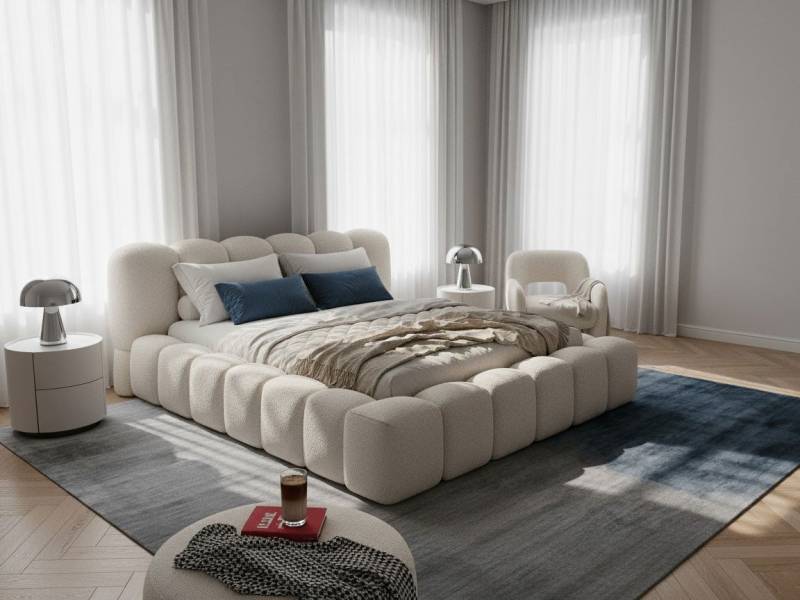 wonello Polsterbett Milia 1 (das Original), Bett mit Bettkasten und Lattenrost – eleganter Boucle-Stoff von wonello