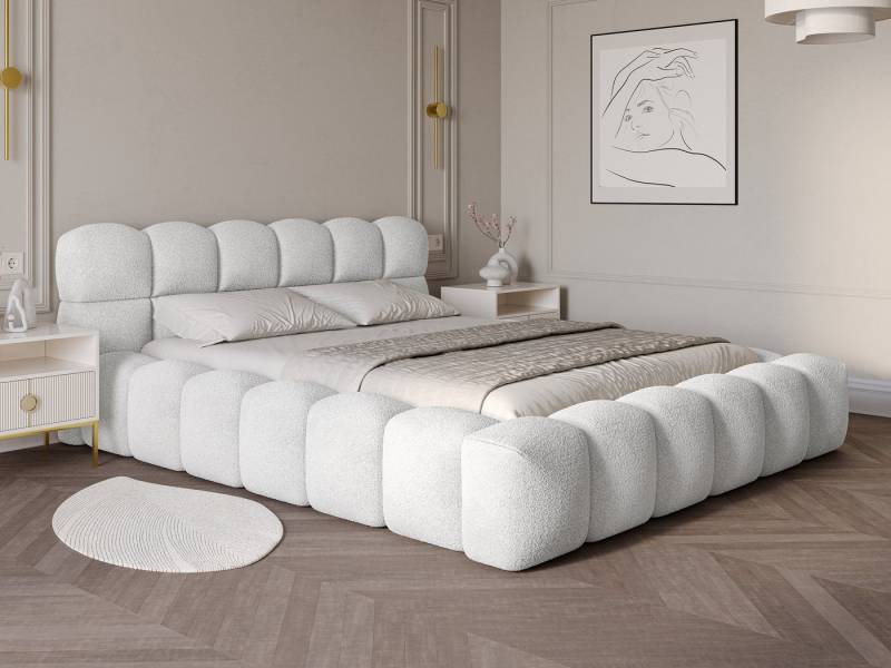 wonello Polsterbett Mira 1 (das Original), Bett mit Bettkasten und Lattenrost – eleganter Boucle-Stoff von wonello