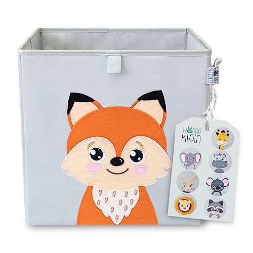 wonneklein Aufbewahrungsbox Kinder - 33x33x33 cm - Faltbare Spielzeugkiste mit Tiermotiv - Ordnungsbox für Kallax Regal - Kinderzimmer Aufbewahrung - Fini Fuchs von wonneklein