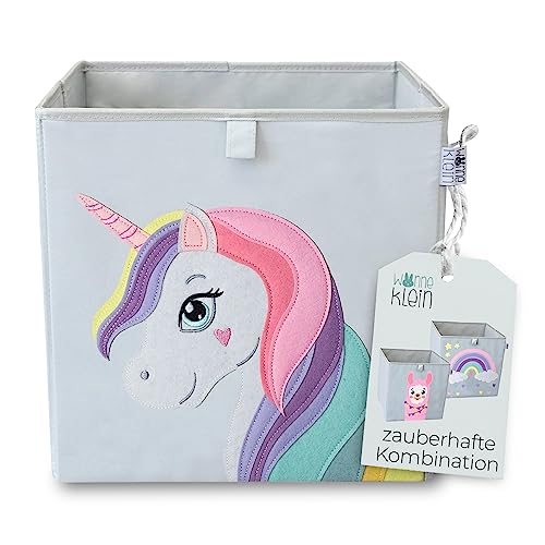 wonneklein Aufbewahrungsbox Kinder 33x33x33 cm - Faltbare Spielzeugkiste mit Tiermotiv – Ordnungsbox für Kallax Regal - Kinderzimmer Aufbewahrung für Spielzeug, Bücher & Kuscheltiere - Ella Einhorn von wonneklein
