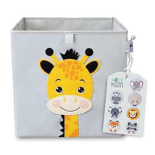 wonneklein Aufbewahrungsbox Kinder - 33x33x33 cm - Faltbare Spielzeugkiste mit Tiermotiv - Ordnungsbox für Kallax Regal - Kinderzimmer Aufbewahrung - Greta Giraffe von wonneklein