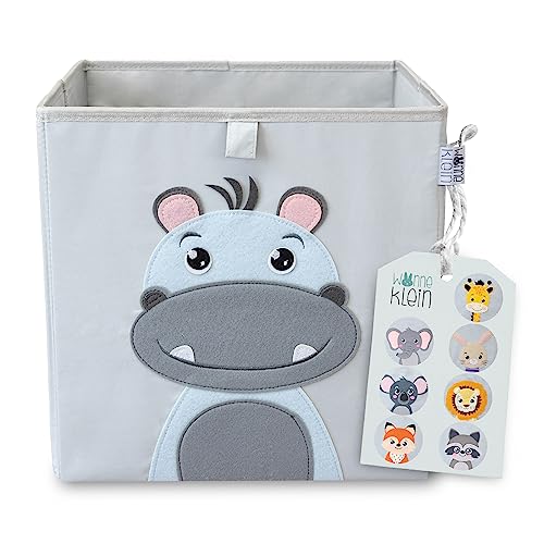 wonneklein Aufbewahrungsboxen für Kinder I Spielzeug Box 33x33x33 cm I Faltboxen Regal Kinderzimmer I Kallax Einsatz I Tier Motiv (Hansi Hippo) von wonneklein