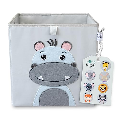 wonneklein Aufbewahrungsbox Kinder für Kallax Regal I Einsatz Kinderregal I Faltbox 33x33x33 Kinderzimmer I Boxen Spielzeug Aufbewahrung I Spielzeugkiste Hansi Hippo von wonneklein