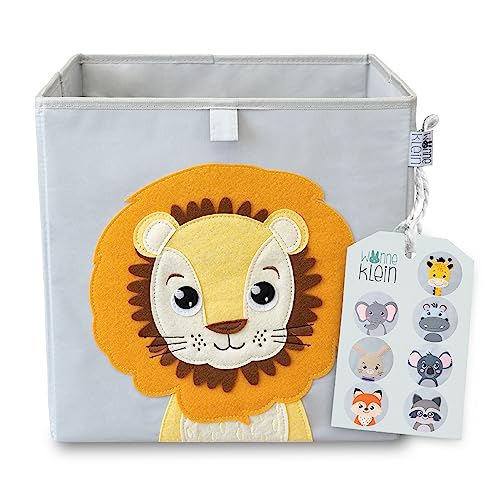 wonneklein Aufbewahrungsbox Kinder 33x33x33 cm - Faltbare Spielzeugkiste mit Tiermotiv – Ordnungsbox für Kallax Regal - Kinderzimmer Aufbewahrung Spielzeug, Bücher & Kuscheltiere - Ludwig Löwenherz von wonneklein