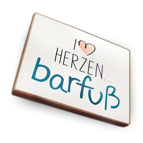 - Kühlschrankmagnet mit Spruch | Handmade aus Buchenholz als tolle Geschenkidee | (Im Herzen barfuß) von wood and color