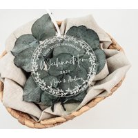 Christbaumanhänger | Acryl Personalisierter Weihnachtsschmuck Erstes Gemeinsames Weihnachten Pärchen Geschenkanhänger von woodandweddingdesign