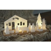 Krippe Weihnachten Teelichthalter Weihnachtsdeko Geschenk von woodideasShop