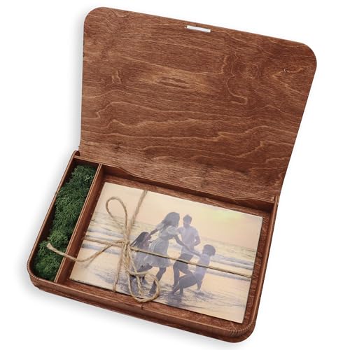 woodmanucom Foto Aufbewahrungsbox mit Deckel Gravur, Holzkiste Fotokiste, Holzbox Geschenkbox, Box für Fotos, Fotoalbum-Box Aufbewahrungsbox Holz Personalisiert (10x15, Teak) von woodmanucom