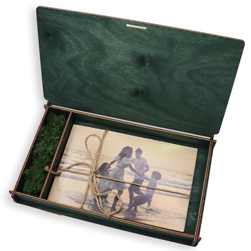 woodmanucom Fotokiste 10x15 mit Gravur Bottle Green | Foto Aufbewahrungsbox Geschenk Idea | Box für Fotos | Fotobox Aufbewahrungsbox | Fotoalbum Holz | Ideal fur Foto Aufbewahrung | Geschenkbox von woodmanucom