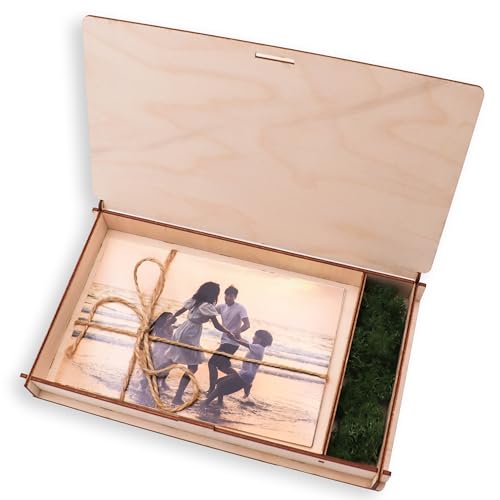 woodmanucom Fotokiste mit Gravur | Foto Aufbewahrungsbox Geschenk Idea | Box für Fotos | Fotobox Aufbewahrungsbox | Fotoalbum Holz | Ideal fur Foto Aufbewahrung | Geschenkbox (13x18, Natürlich) von woodmanucom