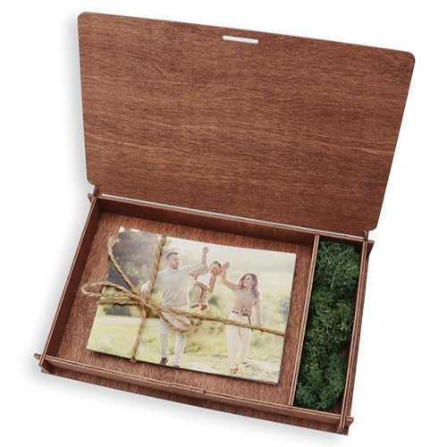 woodmanucom Fotokiste mit Gravur | Foto Aufbewahrungsbox Geschenk Idea | Box für Fotos | Fotobox Aufbewahrungsbox | Fotoalbum Holz | Ideal fur Foto Aufbewahrung | Geschenkbox (13x18, Teak) von woodmanucom