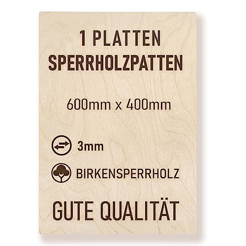 woodmanucom Sperrholzplatte 3mm 1x 600mm x 400mm Platten Aus Birkensperrholz Birkensperrholz Dünne Holz Zuschnitte Bastelholz Platte Sperrholz Holzplatte Laser Basteln Modellbau Holz Deko von woodmanucom