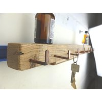 Schlüsselbrett Gerüstbohle Gerüstbrett Altholz Massiv 8 Kupferhaken Mauerhaken Unikat Upcycling von woodreused