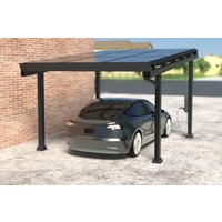 Carport Bausatz, Aluminium mit Solardach für 1 PKW, Modulleistung 420 W, 9 Module pro Carport, Caportmaße 5200 x 3540 x 3000 mm, beidseitig Glasmodule 420 W / Modul mit Alurahmen von woodstore24