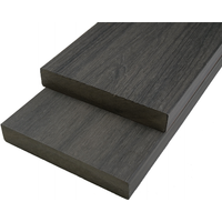 WPC Fassadenholz Glattkantbrett Abschlussprofil massiv, 23 mm (S) x 138 mm (B), Länge: 3,0 m,  dunkelgrau, einseitig strukturiert / einseitig gebürstet glatt von woodstore24