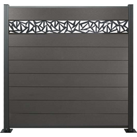 WPC Zaun, anthrazit, Komplettset mit Designelement, 20 mm (Stärke) x 1800 mm (Breite) x 1850 mm (Höhe),  Sichtschutz / Steckzaun / Modulares Zaunsystem  inkl. Start- und Abschlussprofil (Serie WoodoNorderney+ ohne Pfosten) von woodstore24