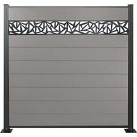 WPC Zaun, grau, Komplettset mit Designelement, 20 mm (Stärke) x 1800 mm (Breite) x 1850 mm (Höhe),  Sichtschutz / Steckzaun / Modulares Zaunsystem  inkl. Start- und Abschlussprofil (Serie WoodoNorderney+ ohne Pfosten) von woodstore24