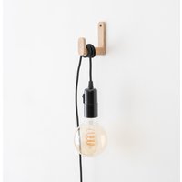 Eichenholz Wandhakenlampe Mit Netzkabel Aus Stoff | Schlichte Wandlampe Hängelampe Minimale Wandleuchte Holz von woodstoxhomedecor