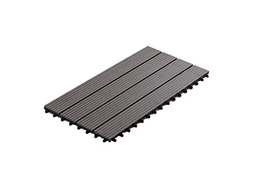 Woodtex WPC Terrassenfliese | Grau | Klickfliese | Geriffelt | 18 mm Stark | LxB: 60 x 30 cm von woodtex