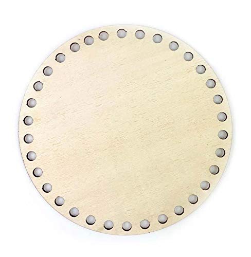 woolove Starrer runder Pappelholzboden 3 mm gelocht für Häkelkörbe mit Gurtband, Thai usw. Holzsockel für gehäkelte Körbe, Vasenhalter, Tabletts usw. Durchmesser 20 cm von woolove