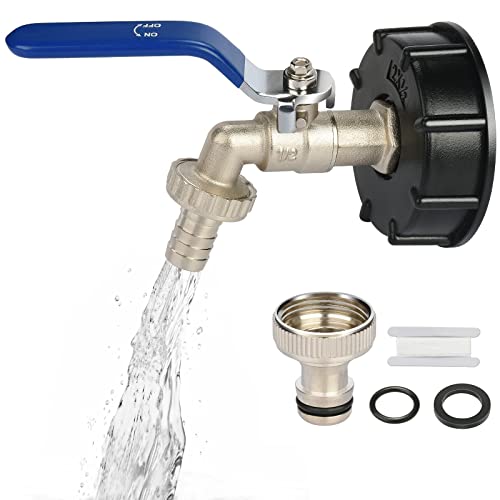 Woonyee 1/2 Zoll Ibc Auslaufhahn, Ibc Tank Zubehör, Kugelauslaufhahn Schlauchanschluss Adapter für Ibc, Wasserhahn Aus Messing Rost, Gartenschlauch Wassertank Schlauchanschluss von woonyee