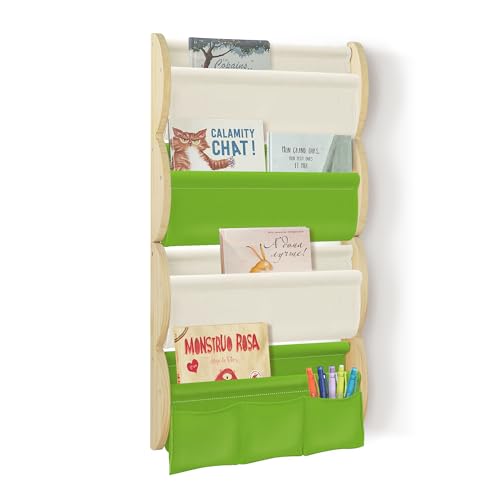 wooshwa Bücherregal Kinder Montessori Kinderzimmer Regal Wellenförmig (Grün) von wooshwa