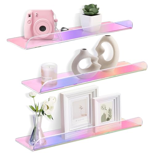 wooshwa Wandregal Regal Wand 40cm Schweberegal Wandregale Badezimmer Schwebendes Bad Regal Regalbrett Wall Shelf Wandboard für Wohnzimmer Küche Schlafzimmer Wände, Schillernd von wooshwa