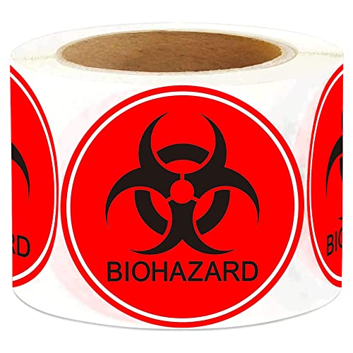 Biohazard Warnaufkleber Schild 5,1 cm Biologische Warnung Gefahrenetiketten Verwendung für Labors, Krankenhäuser und Industrie - 250 Stück Universal Biohazard Symbol Aufkleber Aufkleber von wootile