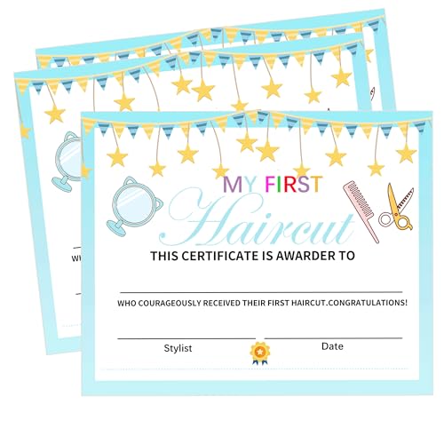 My First Haircut Certificate for Kids 20,3 x 25,4 cm Baby First Haircut Keepsake Certificate Milestone Keepsake Card First Haircut Award for Kids Baby Girl Boy Salon 25 Pack von wootile