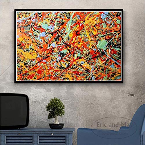 Jackson Pollock abstrakte Kunst Poster und Drucke Leinwand Malerei Bilder an der Wand Vintage Poster Home Dekorative 30x40cm Rahmenlos von woplmh