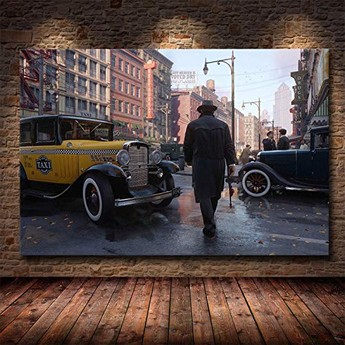 woplmh Leinwand Malerei Beliebte Action-Spiel Mafia: Definitive Edition HD-Print-Poster Wohnzimmer Schlafzimmer Dekoration Gemälde 80x120cm Rahmenlos von woplmh