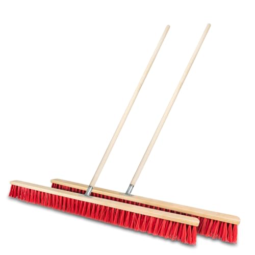 2 Stück Straßenbesen 100 cm mit Stiel 130 cm Holz draußen Gartenbesen Industriebesen Robuster Outdoor Besen mit Stabilen Borsten für Hof Garten und Gehwege (100cm + Stiel 130cm) von woplus