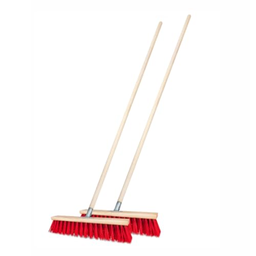 2 Stück Straßenbesen 40 cm mit Stiel 150 cm Holz draußen Gartenbesen Industriebesen Robuster Outdoor Besen mit Stabilen Borsten für Hof Garten und Gehwege (40cm + Stiel 150cm) von woplus