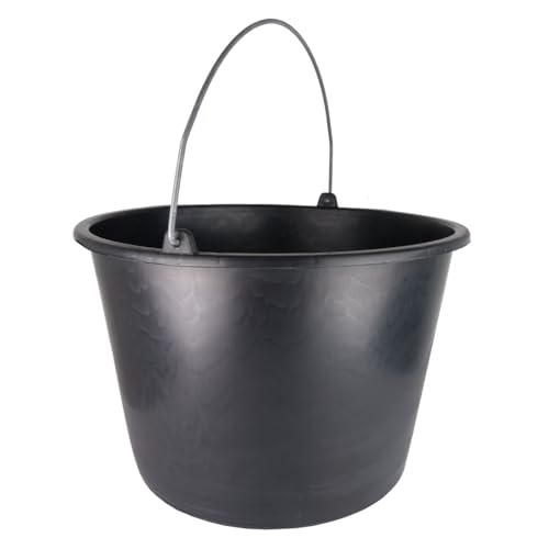 Baueimer 16 Liter aus Kunststoff Putzeimer Mörteleimer Zementeimer Wassereimer Garteneimer Kunststoff-Eimer Schwarz (10 Stück, 16 Liter) von woplus