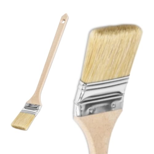 10x Heizkörperpinsel 63 mm mit langem Holzgriff – Flachpinsel für Ecken & schwer zugängliche Stellen – Profi-Malerpinsel für Lack, Öl, Lasur (10 Stück) von woplus