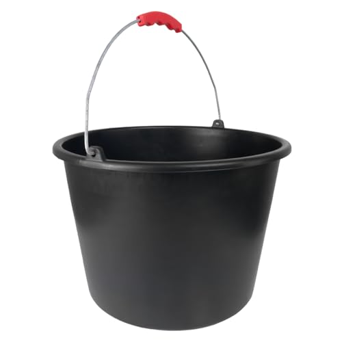 Baueimer 12 Liter mit Skala | Mörteleimer Kübel | Wassereimer für Baustelle und Garten | mit rotem bequemem Griff | Mörtelkübel (1 Stück, 12 Liter) von woplus
