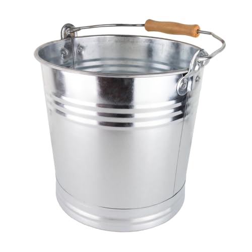 Zinkeimer 7 Liter mit Holzgriff, Metalleimer Robuster Zinkeimer mit Henkel, Vielseitiger Metalleimer für Garten als auch Dekoeimer, Haushalt und BAU, Verschiedene Größen verfügbar von woplus