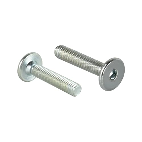 Zylinderkopfschrauben M6 x 30 mm mit Innensechskant Flachkopfschrauben Möbelschrauben/Möbelverbinder (100 Stück) von woplus