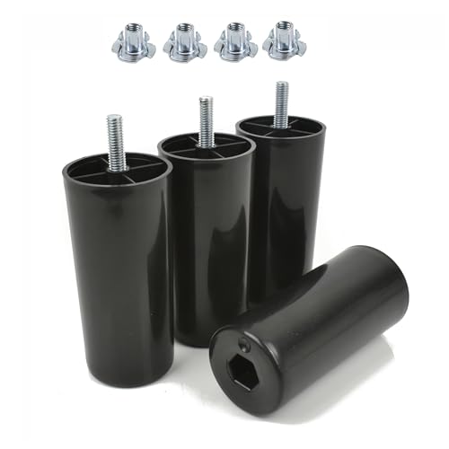 woplus 4er Set Möbelfüße aus Kunststoff Rund H: 110 mm Schwarz Ø 50 mm Mit Einschlagmuttern von woplus