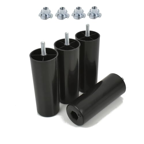 woplus 4er Set Möbelfüße aus Kunststoff Rund H: 130 mm Schwarz Ø 50 mm Mit Einschlagmuttern von woplus