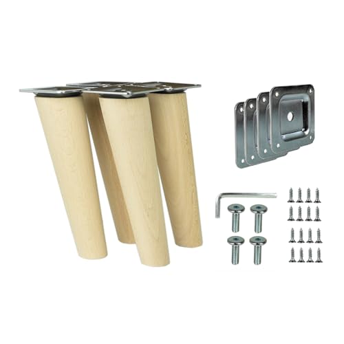 woplus Möbelfüße Holz 25 cm Schräg – 4er Set Möbelbeine aus Massivholz mit Montagezubehör (25 cm [4 Stück]) von woplus