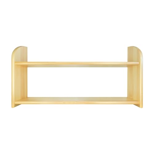 woplus Holz Regal Wandregal Bücherbord Bücherregal Kiefer Farblos Lakiert massiv (2 Etage 90cm) von woplus