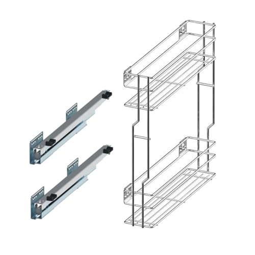 woplus - Schrankauszug Küche mit Softclose [200mm] ausführung Links | Auszug Küchenschrank - 2 Etage | Unterschrankauszug Chrome | Apothekerschrank Auszug | Küchenschrank Organizer Ausziehbar von woplus
